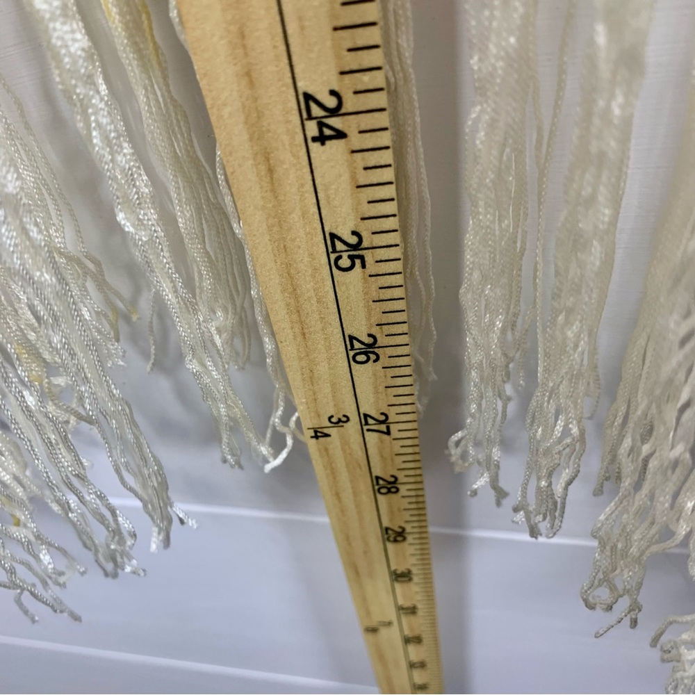Boho Cream Crochet Lace Top Sz M / L Festival Coverup Fringe Gypsy Fairycore - Picture 11 of 11
